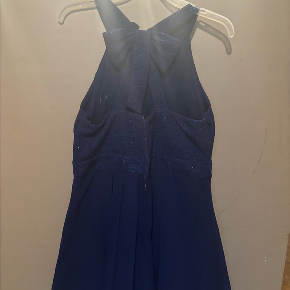 Girls Glitter Navy Formal Dress with Bow - Picture 3 of 4